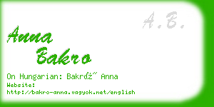 anna bakro business card